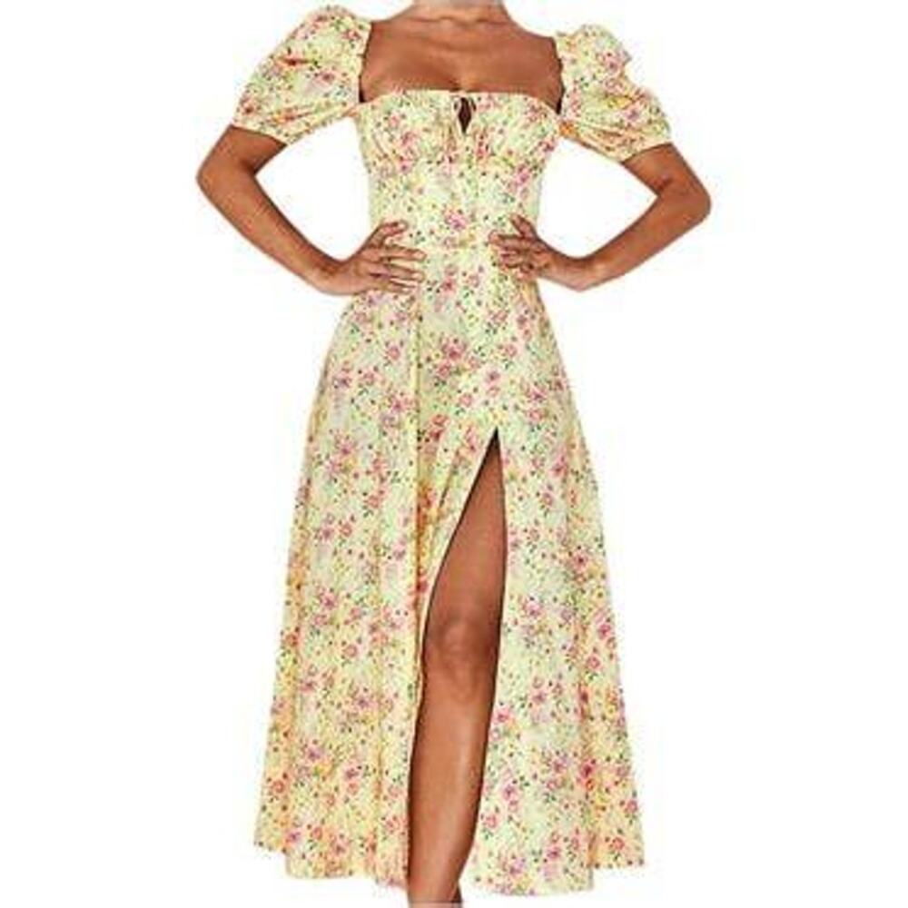 NEW Floral Print Puff Sleeve Dress
